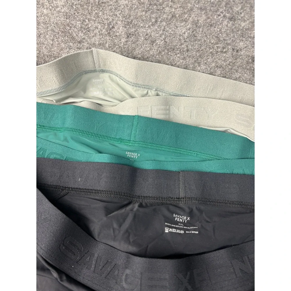 Savage X Fenty Boxer Briefs Men XXL Black Green Sage 3 Pack Nylon Spandex